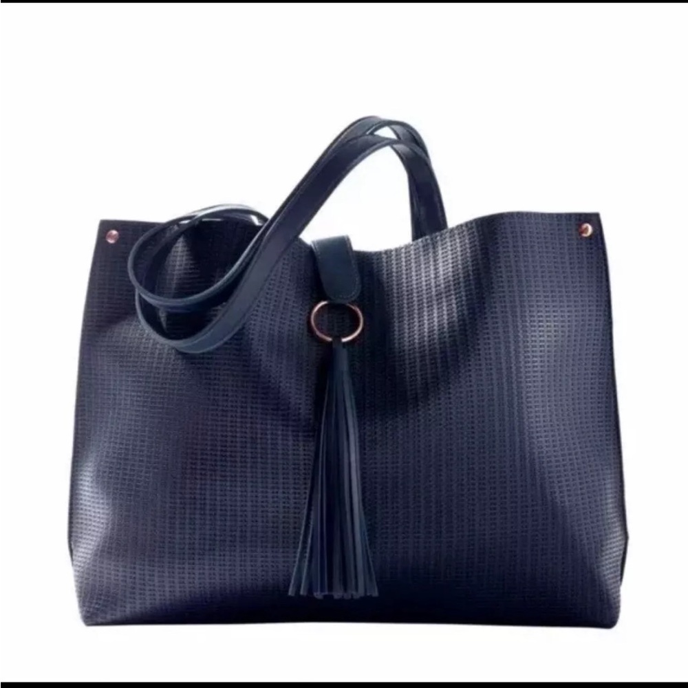 ULTA BEAUTY Large Navy Blue Tote Bag With Gold Accents & Snap Closure - NWT